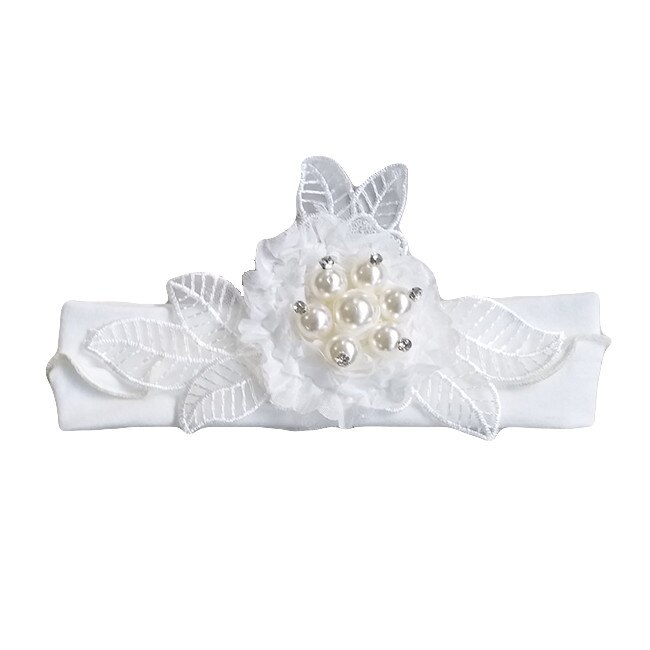 Bentita pentru botez Mic Pitic BT37NN din tricot cu aplicatie brodata si perle, ecru, 38 cm, 0 - 1 luni