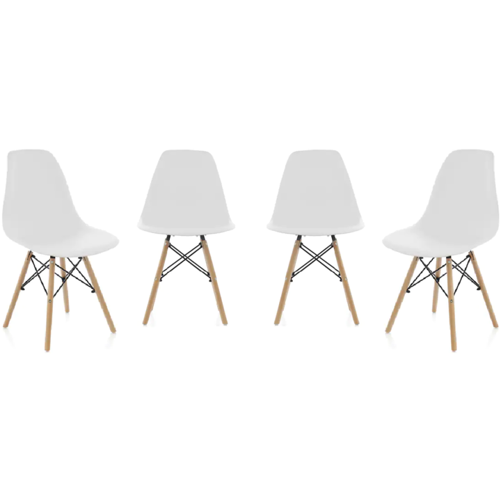 Set 4 scaune dining/bucatarie Kring Kai, lemn / PP, Alb