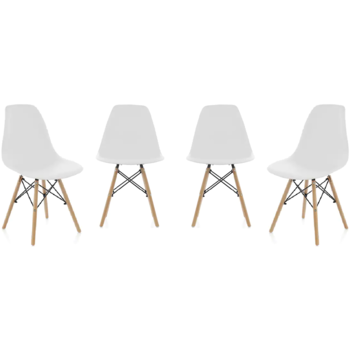 Set 4 scaune bucatarie / dining Kring Kai, lemn / PP, Alb Set 4 scaune bucatarie / dining Kring Kai, lemn / PP, Alb