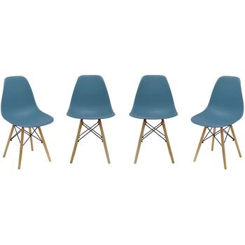 Set 4 scaune bucatarie / dining Kring Kai, lemn / PP, Albastru