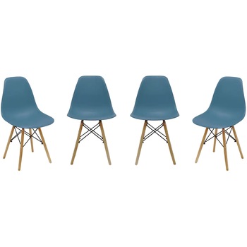 Set 4 scaune bucatarie / dining Kring Kai, lemn / PP, Albastru Set 4 scaune bucatarie / dining Kring Kai, lemn / PP, Albastru