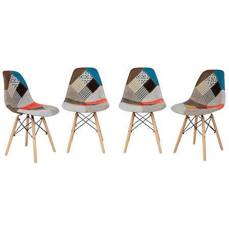 Set 4 scaune Kring Kai, model patchwork, Multicolor