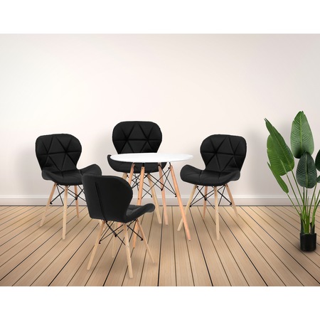 Set 4 scaune dining / bucatarie Kring Rome, lemn / PU, Negru