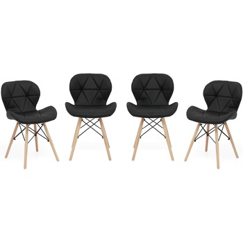 Set 4 scaune dining / bucatarie Kring Rome, lemn / PU, Negru Set 4 scaune dining / bucatarie Kring Rome, lemn / PU, Negru