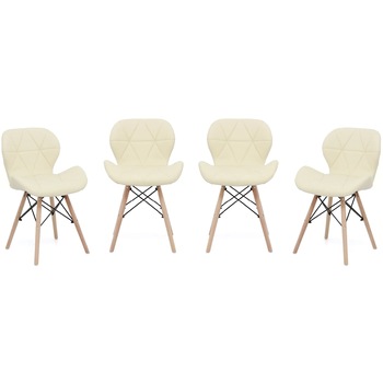 Set 4 scaune dining / bucatarie Kring Rome, lemn / PU, Bej Set 4 scaune dining / bucatarie Kring Rome, lemn / PU, Bej