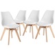Set 4 scaune dining/bucatarie Kring Havana, lemn/PP, perna sezut, Alb