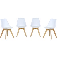 Set 4 scaune dining/bucatarie Kring Havana, lemn/PP, perna sezut, Alb