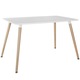 Masa dining / bucatarie Kring Memphis, dreptunghiulara, 120x80x75 cm, Blat MDF, Picioare lemn, Alb