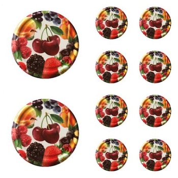 Pachet 50 bucati Capace borcan, 82mm ( model Cireasa ) Capace pentru borcane din sticla de 720ml ( 800g ) Pachet 50 bucati Capace borcan, 82mm ( model Cireasa ) Capace pentru borcane din sticla de 720ml ( 800g )