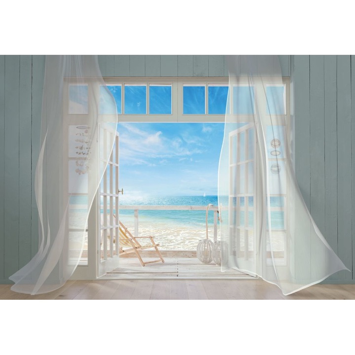 Fototapet geam Malibu Komar 8-956 Alb/Albastru 368 X 254cm ( LxI )