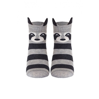 Sosete haioase din bumbac cu urechiuse Racoon , Conte Kids Tip-Top 317, Gri, 33-35 Sosete haioase din bumbac cu urechiuse Racoon , Conte Kids Tip-Top 317, Gri, 33-35