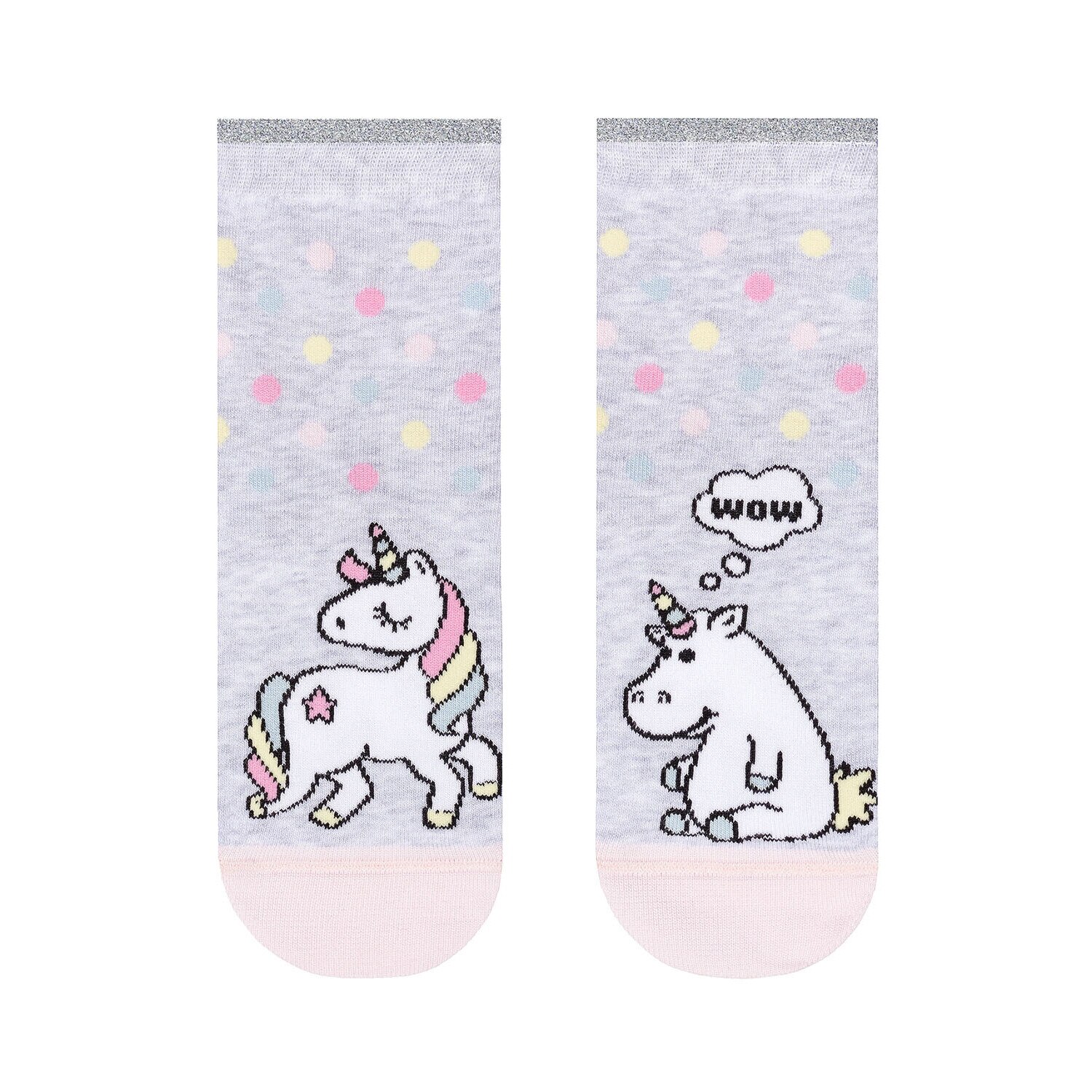 Sosete Haioase din bumbac cu Unicorn, Conte Kids 338, Gri