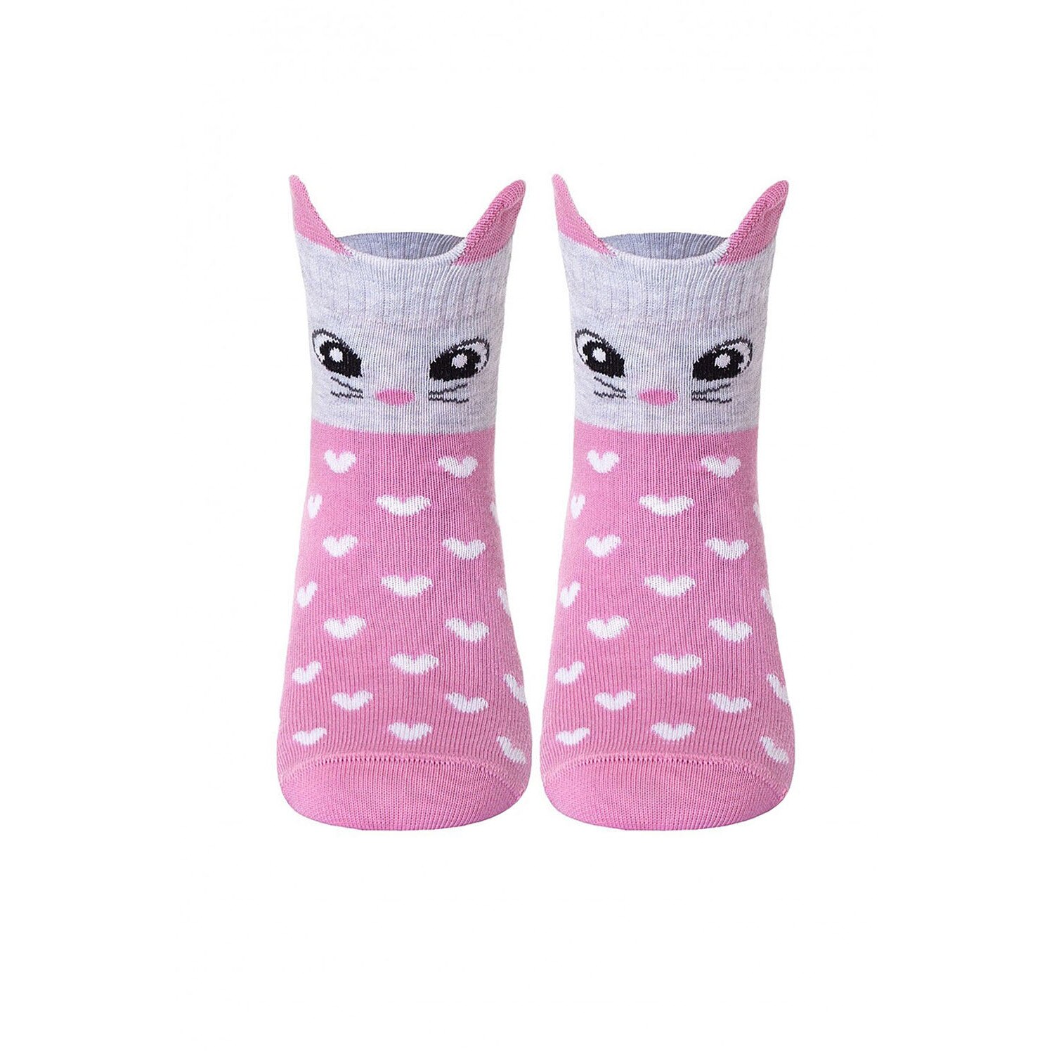 Sosete haioase din bumbac cu urechiuse Pisicuta , Conte Kids Tip-Top 321, Roz, 24-26