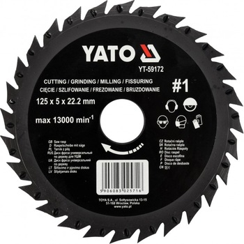 Disc Circular-Raspel pentru Lemn 125X22.2MM YT-59172 Disc Circular-Raspel pentru Lemn 125X22.2MM YT-59172