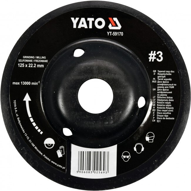 Disc Depresat Raspel pentru Lemn 125X22.2MM YT-59170