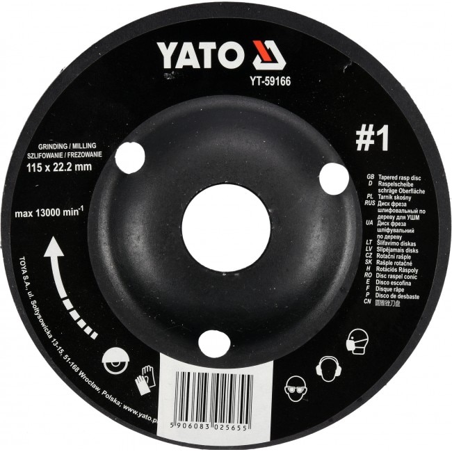 Disc Depresat Raspel pentru Lemn 115X22.2MM YT-59166
