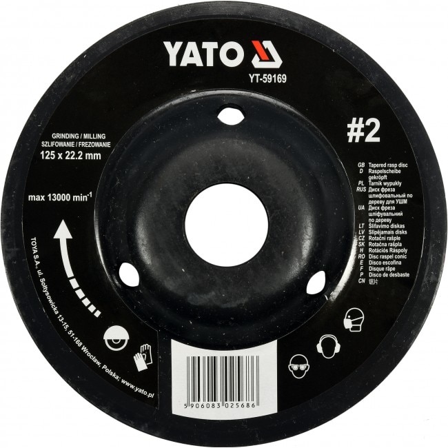 Disc Depresat Raspel pentru Lemn 125X22.2MM YT-59169