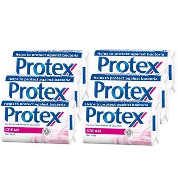 Pachet 6x Sapun solid antibacterian Protex Cream, 90gr Pachet 6x Sapun solid antibacterian Protex Cream, 90gr