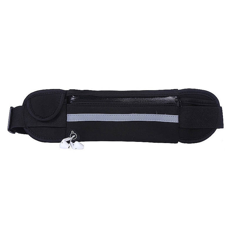 Borseta sport pentru alergat cu buzanar pentru telefon mobil si accesorii, centura elastica si reglabila, material impermeabil, Negru, BBL899