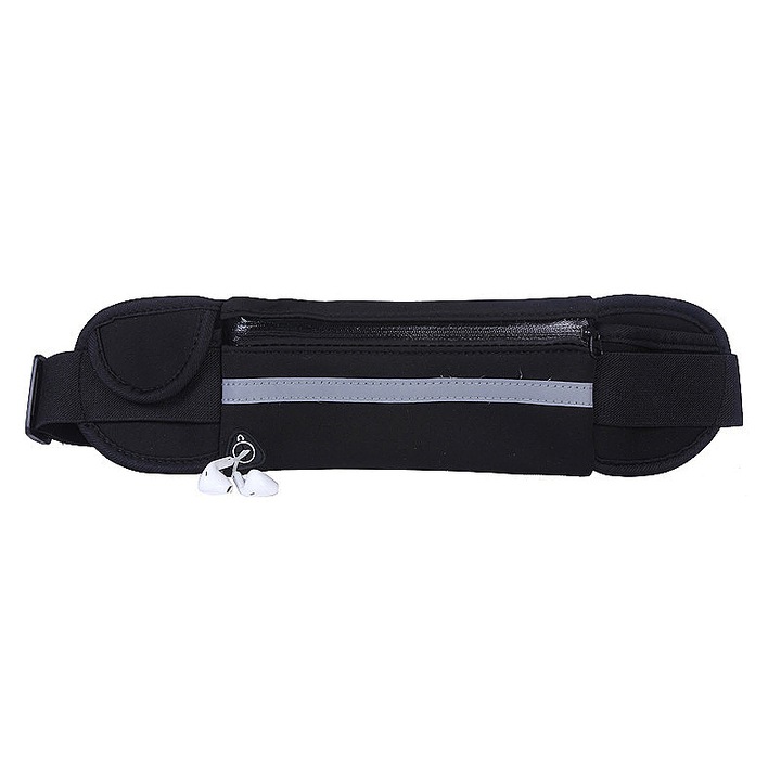 Спортна чанта за бягане с джоб за мобилен телефон и аксесоари, еластичен и регулируем колан, водоустойчива материя, черна, BBL899
