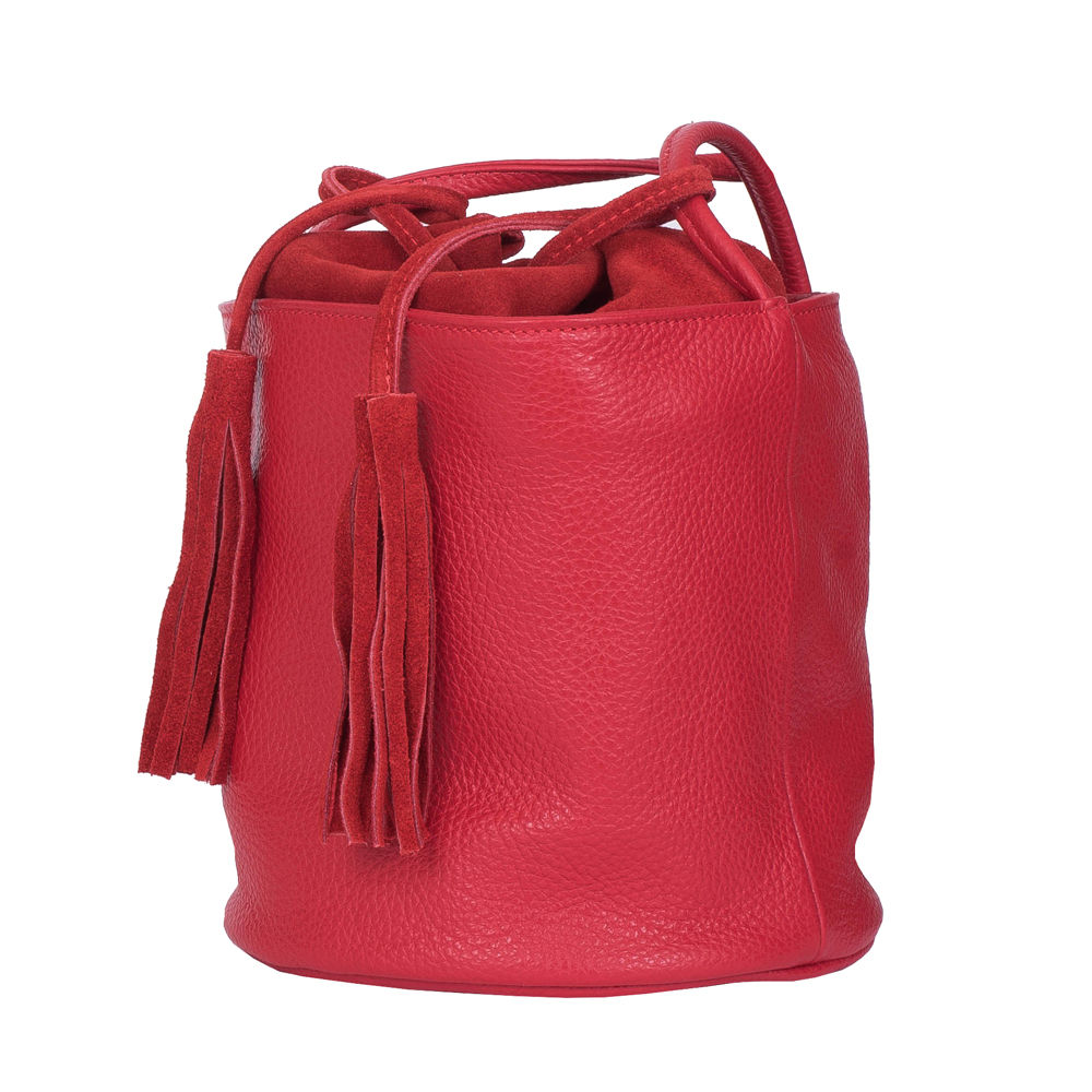 Poseta din piele naturala Milla rosie