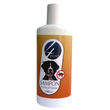 Sampon antiparazitar pentru caini 4 Dog, 200 ml Sampon antiparazitar pentru caini 4 Dog, 200 ml