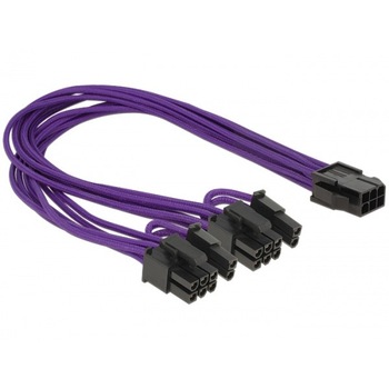 Cablu alimentare PCI Express 6 pini la 2 x 8 pini M-T, Delock 83704 Cablu alimentare PCI Express 6 pini la 2 x 8 pini M-T, Delock 83704