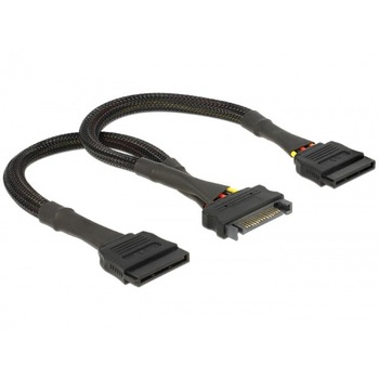 Cablu alimentare SATA la 2 x SATA 25 cm, Delock 60135 Cablu alimentare SATA la 2 x SATA 25 cm, Delock 60135