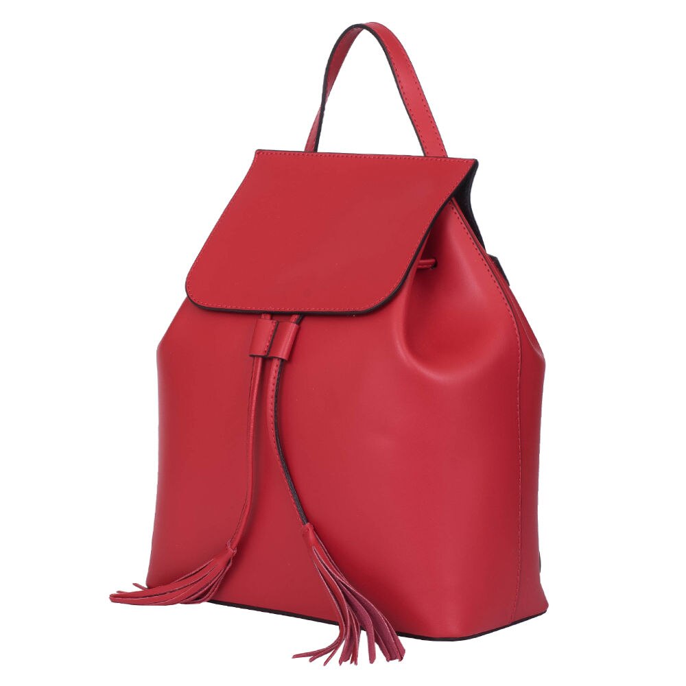 Rucsac din piele rosu Oliver