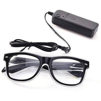 Ochelari party luminosi, Procart, fir El Wire, 3 moduri de iluminare, invertor, albastru deschis Ochelari party luminosi, Procart, fir El Wire, 3 moduri de iluminare, invertor, albastru deschis