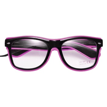 Ochelari party luminosi, Procart, fir El Wire, 3 moduri de iluminare, invertor, violet Ochelari party luminosi, Procart, fir El Wire, 3 moduri de iluminare, invertor, violet