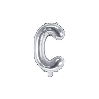 Balon Folie Litera C, Argintiu, 35 cm Balon Folie Litera C, Argintiu, 35 cm