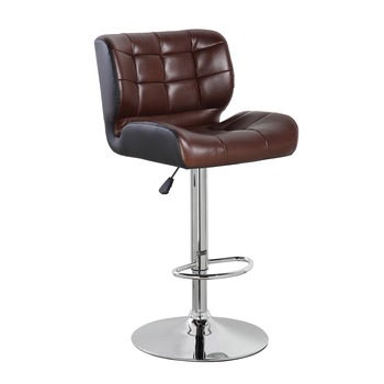 Scaun de bar, Atelier Zenas, cromat, piele ecologica, maro-negru Scaun de bar, Atelier Zenas, cromat, piele ecologica, maro-negru