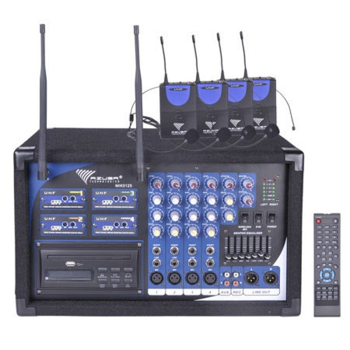 Станция 4 микрофона PA-180 UHF, 4 канала, вграден безжичен приемник