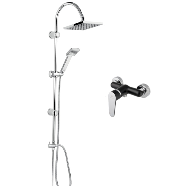 PACHET Coloana de dus si baterie FERRO suport culisant, 1 functie, para mobila, cromat/negru