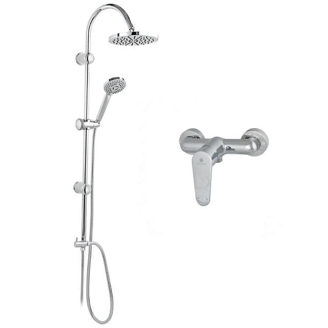 Set coloana de dus cu suport culisant si baterie FERRO Rondo, para fixa si mobila, cromat