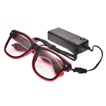Ochelari party luminosi, ProCart, fir El Wire, 3 moduri de iluminare, invertor, rosu Ochelari party luminosi, ProCart, fir El Wire, 3 moduri de iluminare, invertor, rosu