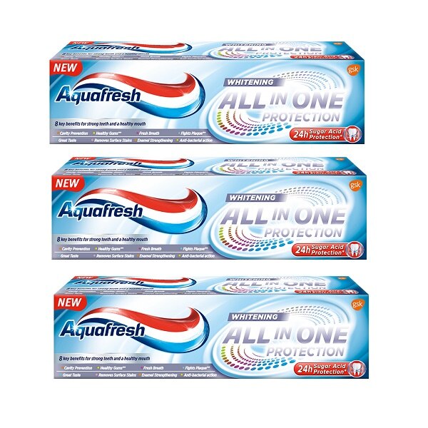 Pasta Dinti Aquafresh All in One Whitening 75 ml, 2+1 Gratis