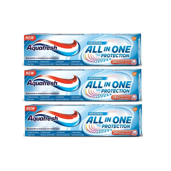Pasta Dinti Aquafresh All in One Original 75 ml, 2+1 Gratis