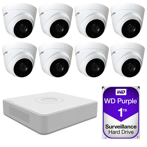 Sistem supraveghere video 8 camere 2MP interior/exterior Hikvision, FullHD + 1TB HDD
