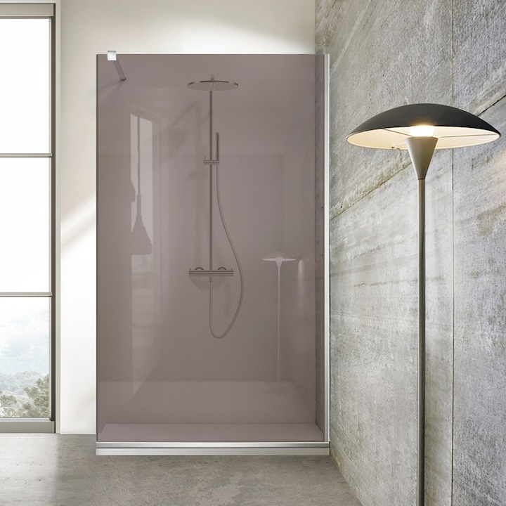 Paravan dus walk-in Aqua Roy ® Inox, feronerie full inox, sticla 8mm bronz, securizata, anticalcar, 70x195 cm