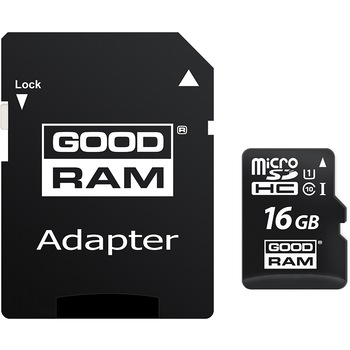 Card de memorie Goodram M1AA MicroSDHC 16GB, Clasa 10 UHS-I + Adaptor Card de memorie Goodram M1AA MicroSDHC 16GB, Clasa 10 UHS-I + Adaptor