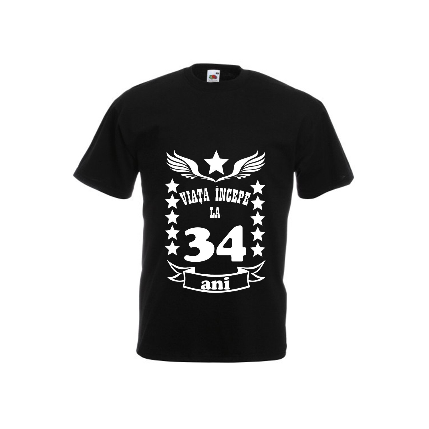 Tricou barbatesc personalizat viata incepe la 34 ani negru S