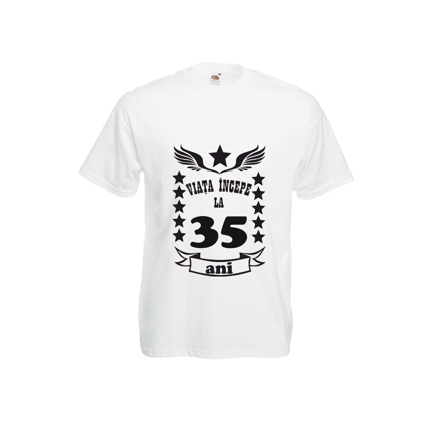 Tricou barbatesc personalizat viata incepe la 35 ani alb L