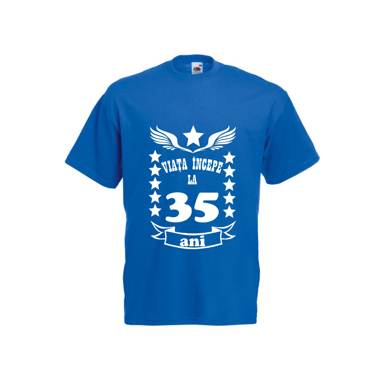 Tricou barbatesc personalizat viata incepe la 35 ani albastru 2XL