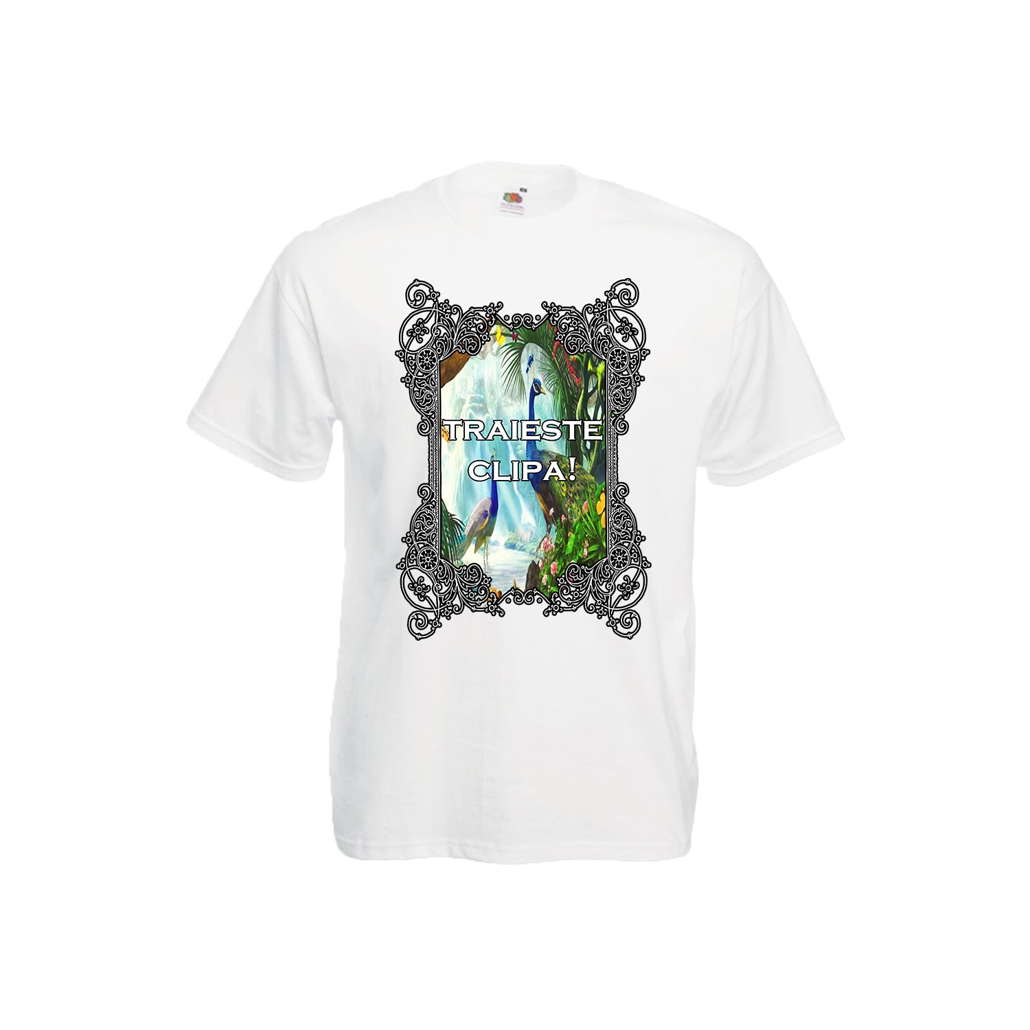 TRICOU BARBATESC personalizat traieste clipa alb XL