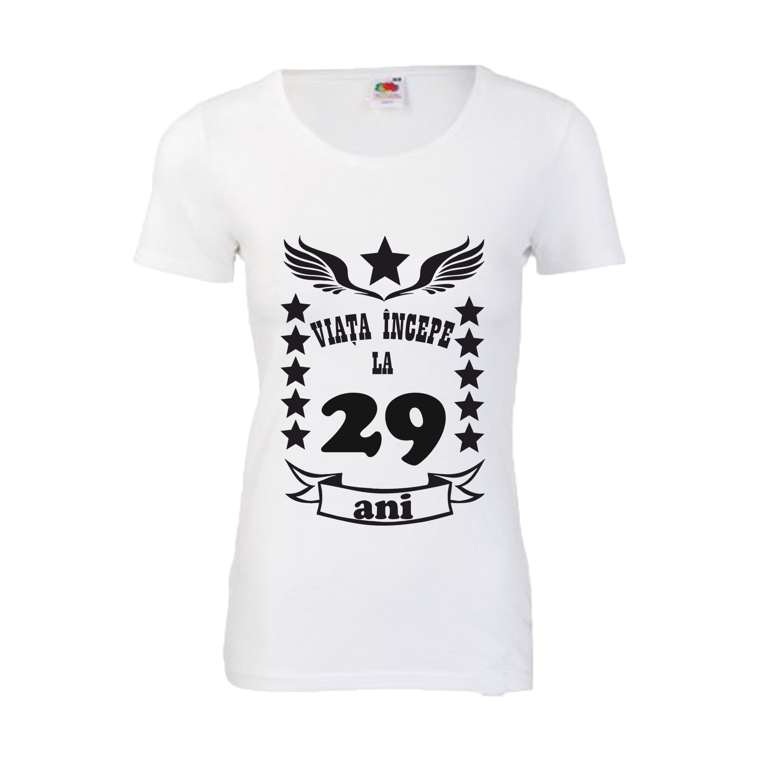 Tricou dama aniversare 29 ani alb 2XL
