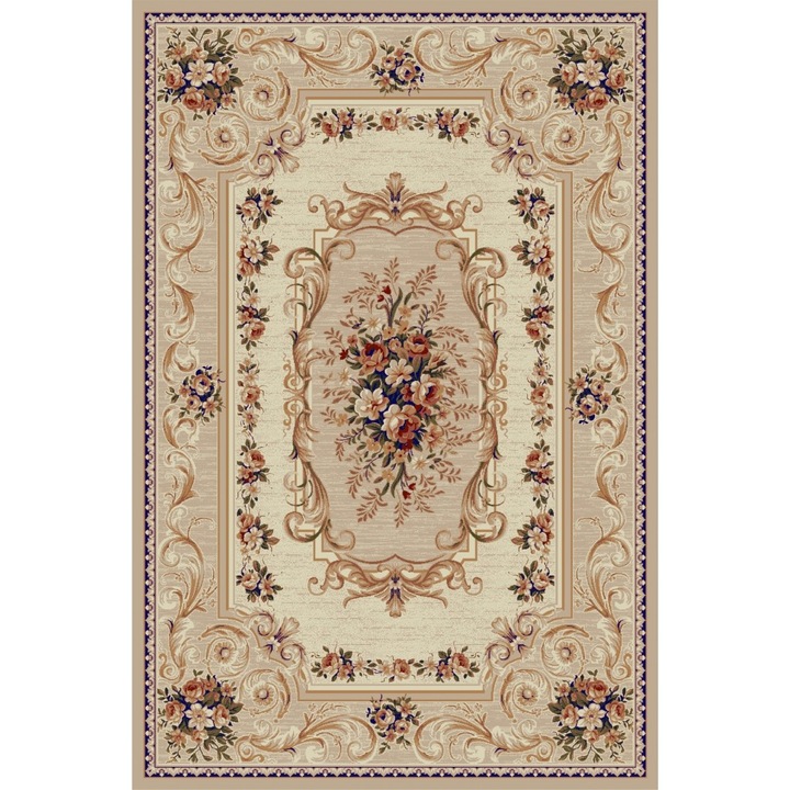 Delta Carpet Lotos 535 klasszikus szőnyeg, 80x200 cm, 1800 gr / mp, bézs / krém