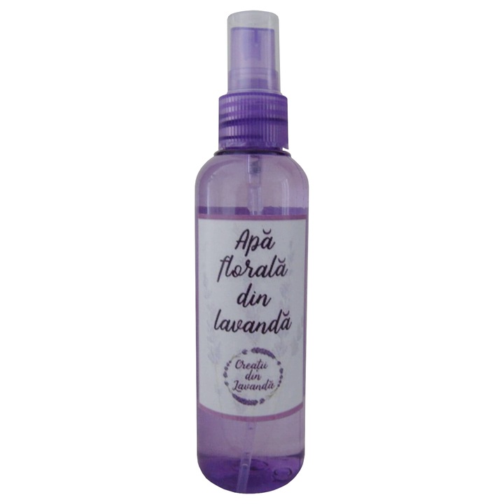 Apa Florala de Lavanda 100 ml, 100% Pura, Obtinuta prin Distilarea Florilor de Lavanda, Fara Alcool si Fara Parfum Adaugat, Pentru Piele si Improspatarea Incaperilor, Creatii din Lavanda