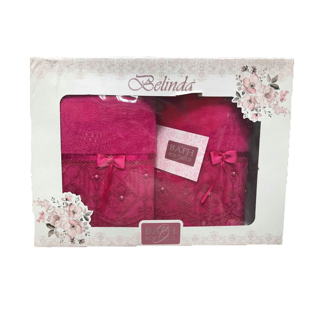 Set Belinda de 2 prosoape , cu doua fete fucsia
